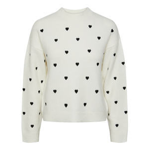 Pieces Flira Embroidered Hearts Knitted Pullover
